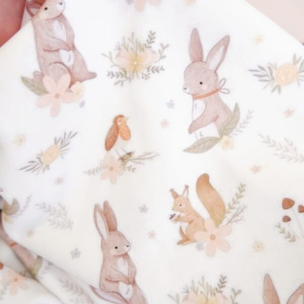 Carrol Baby Blanket Brid n Bunny In The Garden Minky Brown - Gambar 4