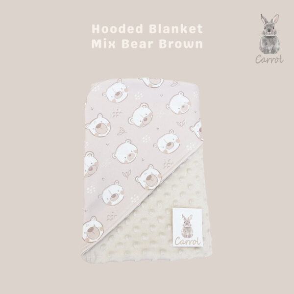 Carrol Baby Blanket Mix Bear Brown - Baby Size - Polos - Hooded - Selimut Bayi