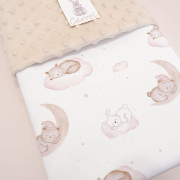 Carrol Baby Blanket Sleeping Rabbit n Bear - Baby Size Polos - Hooded - Gambar 3