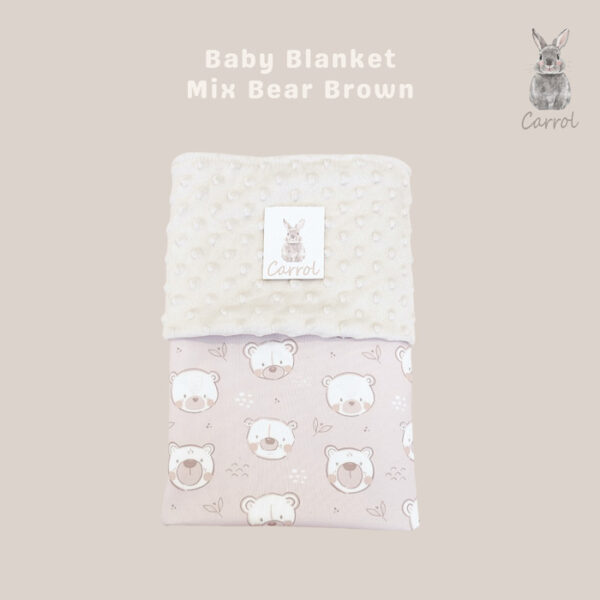 Carrol Baby Blanket Mix Bear Brown - Baby Size - Polos - Hooded - Selimut Bayi - Gambar 2