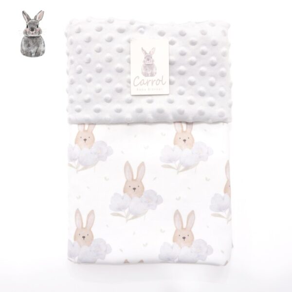 Carrol Baby Blanket Bunny Hiding In A Flower - Minky Blanket - Hooded - Gambar 2