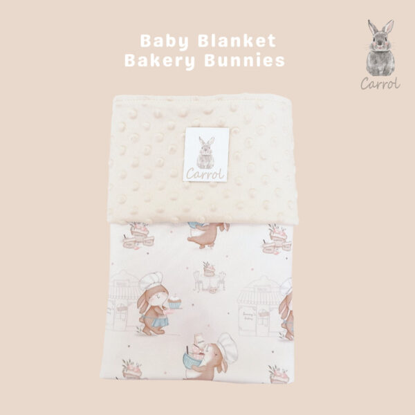 Carrol Baby Blanket Bakery Bunnies - Baby Size - Polos - Hooded - Selimut Bayi - Gambar 2