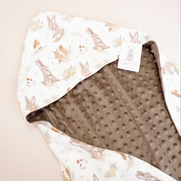 Carrol Baby Blanket Brid n Bunny In The Garden Minky Brown - Gambar 3