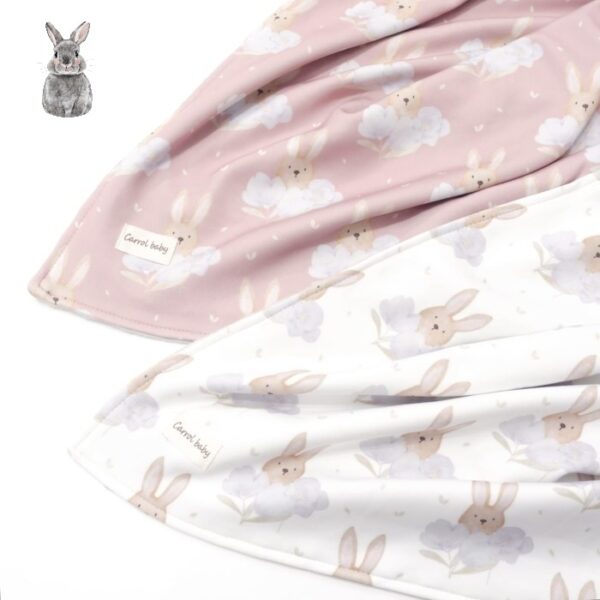 Carrol Baby Blanket Bunny Hiding In A Flower - Minky Blanket - Hooded