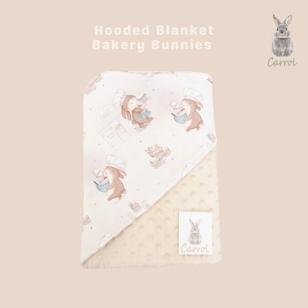 Carrol Baby Blanket Bakery Bunnies - Baby Size - Polos - Hooded - Selimut Bayi