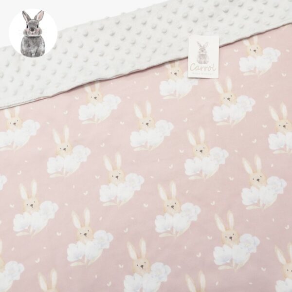 Carrol Baby Blanket Bunny Hiding In A Flower - Minky Blanket - Hooded - Gambar 5