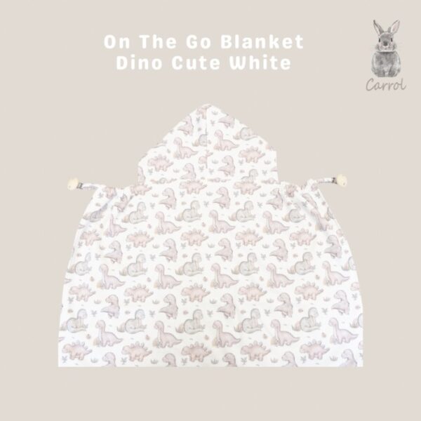 Carrol Baby On The Go Blanket Dino Cute White - Selimut On The Go Bayi