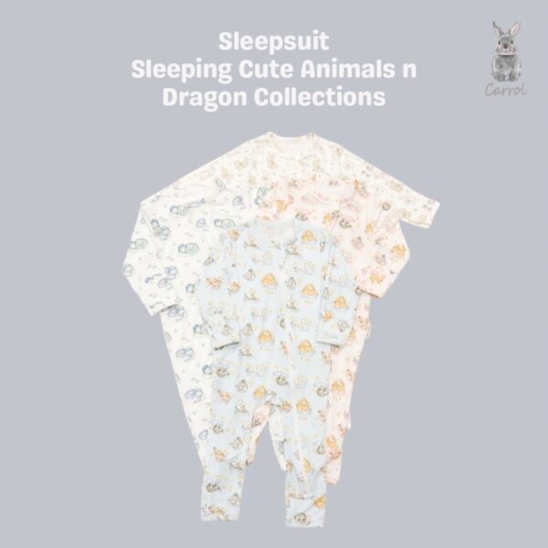 Carrol n Barrol Sleepsuit Tencel - Jumper Panjang Buka Tutup tangan kaki - Sleeping Animals Collections