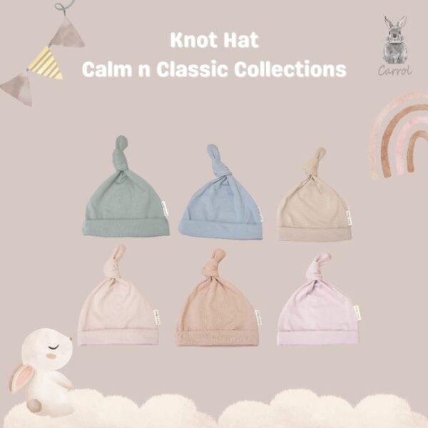 Carrol n Barrol Knot Hat Calm n Classic Colors Collections - Topi Bayi Polos Lucu