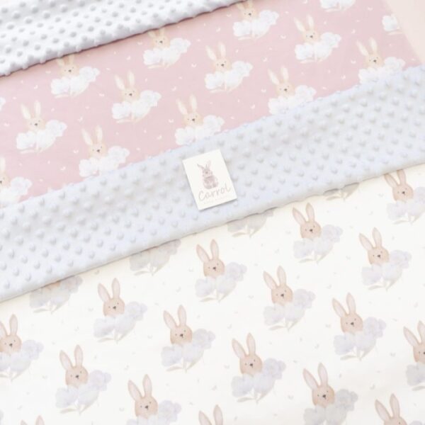 Carrol Baby Blanket Toodler Bunny Hiding In A Flower - Toodler Size Polos - Selimut Anak - Gambar 2