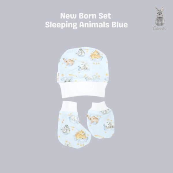 Carrol n Barrol New Born Set Tencel - Set Tangan Kaki Bayi Tencel - Topi Bayi Tencel - Sleeping Animals Collections - Gambar 2