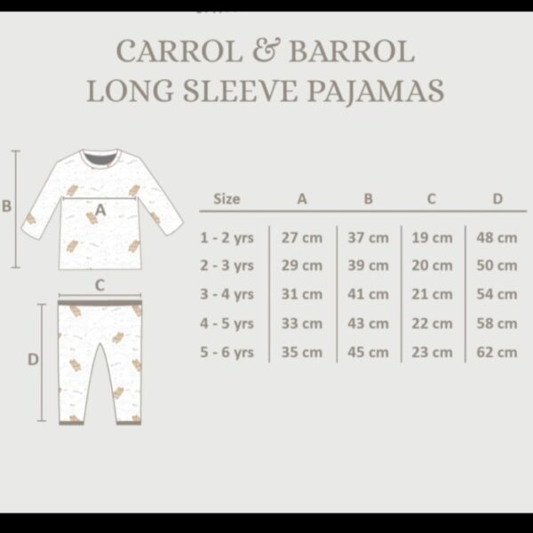 Carrol n Barrol Long Sleeve Pajamas - Piyama Anak - Piyama Tencel - Sleeping Animals Collections - Gambar 7