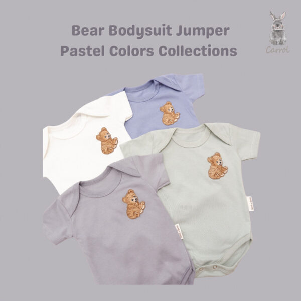 Carrol n Barrol Bear Bodysuit Jumper - Jumper Pastel Colors Collections Jumper Kodok Katun - Jumper Polos Bayi - Gambar 2