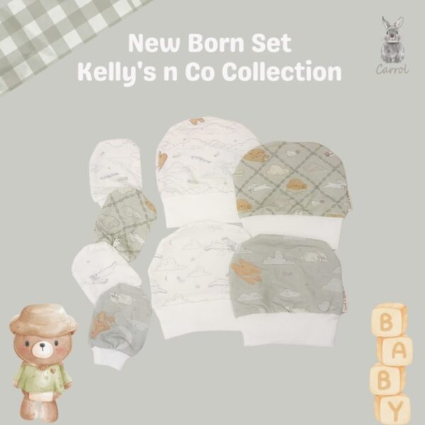 Carrol n Barrol X Kelly's.co New Born Set - Set Tangan Kaki Bayi Tencel - Topi Bayi Tencel - Carrol X Kelly's.co Collections