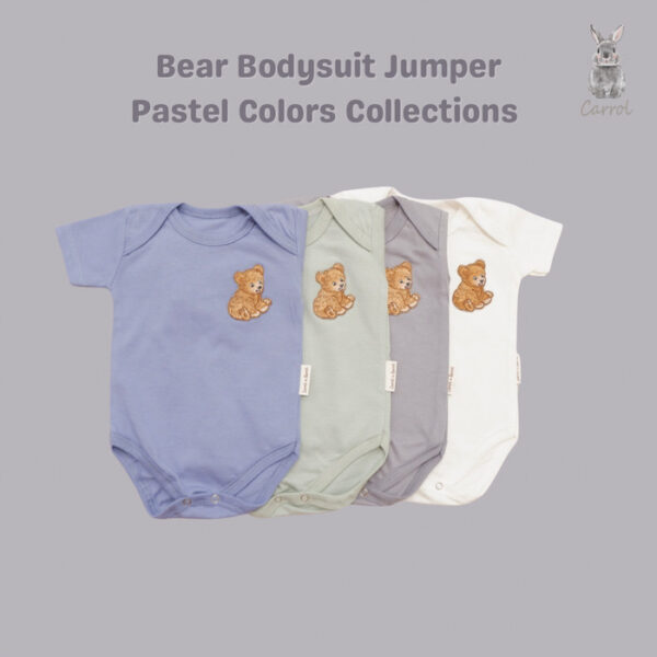 Carrol n Barrol Bear Bodysuit Jumper - Jumper Pastel Colors Collections Jumper Kodok Katun - Jumper Polos Bayi - Gambar 3