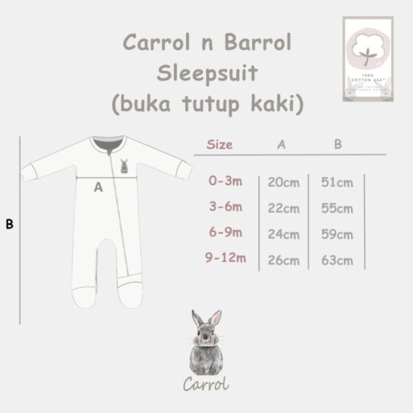 Carrol n Barrol Sleepsuit Plain Calm n Classic Colors Collections - Jumper Panjang Buka Tutup Kaki - Gambar 5