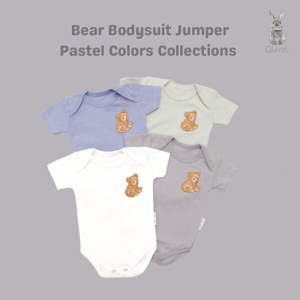 Carrol n Barrol Bear Bodysuit Jumper - Jumper Pastel Colors Collections Jumper Kodok Katun - Jumper Polos Bayi