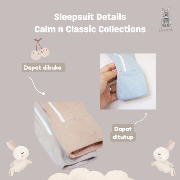 Carrol n Barrol Sleepsuit Plain Calm n Classic Colors Collections - Jumper Panjang Buka Tutup Kaki - Gambar 2