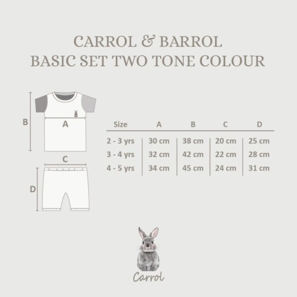 Carrol n Barrol Basic Set Two Colors Calm n Classic Colors Collections - Setelan Pendek Anak Katun - Gambar 6