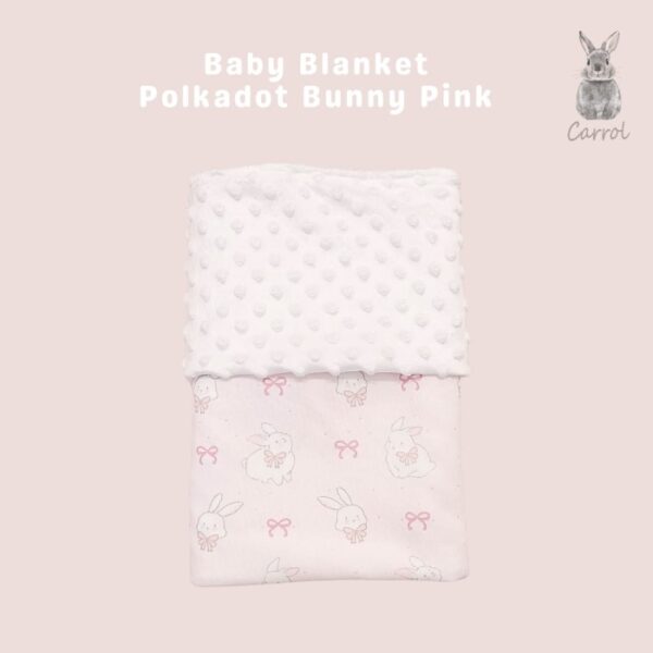 Carrol Baby Blanket Polkadot Bunny Pink - Baby Blanket - Hooded Blanket - Selimut Bayi