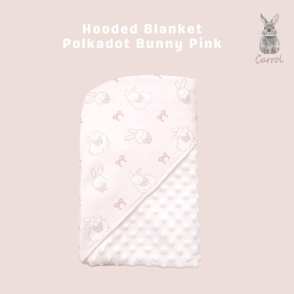 Carrol Baby Blanket Polkadot Bunny Pink - Baby Blanket - Hooded Blanket - Selimut Bayi - Gambar 2