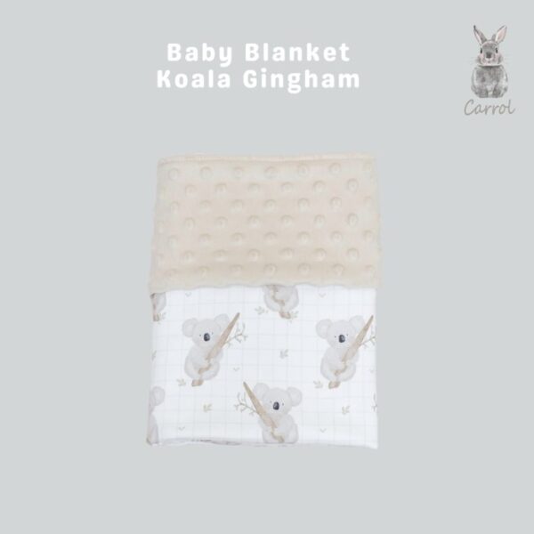 Carrol Baby Blanket Koala Gingham - Baby Blanket - Hooded Blanket - Selimut Bayi