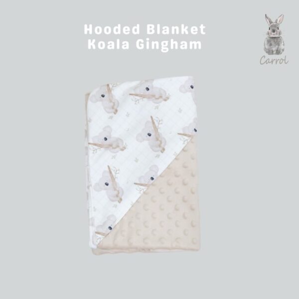 Carrol Baby Blanket Koala Gingham - Baby Blanket - Hooded Blanket - Selimut Bayi - Gambar 2