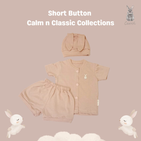 Carrol n Barrol Short Button Plain Calm n Classic Colors Collections - Setelan Pendek Bayi Katun - Gambar 5