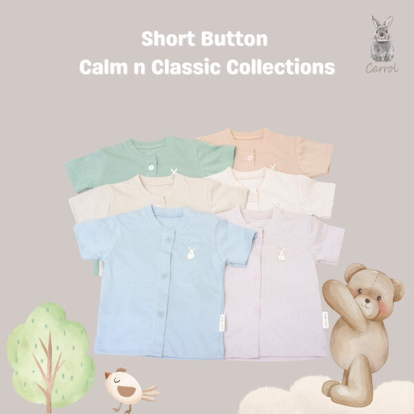 Carrol n Barrol Short Button Plain Calm n Classic Colors Collections - Setelan Pendek Bayi Katun - Gambar 2