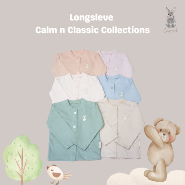 Carrol n Barrol Long Sleeve Plain Calm n Classic Colors Collections - Setelan Panjang Bayi Katun