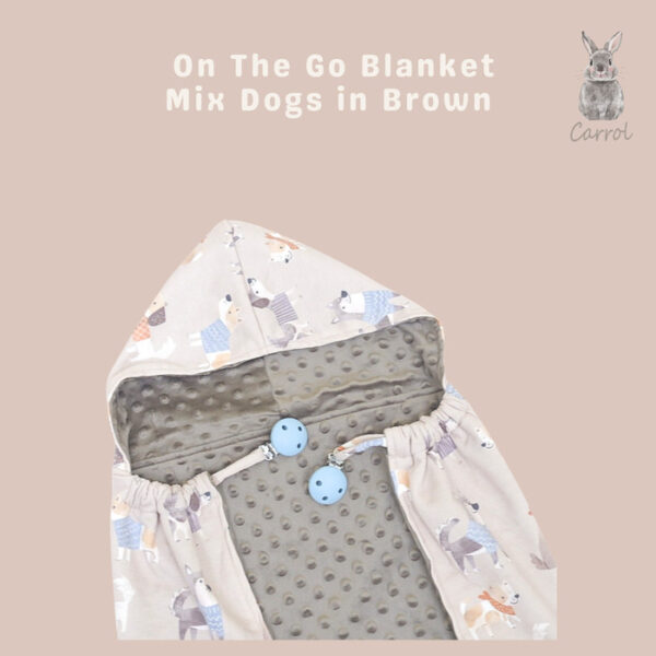 Carrol Baby On The Go Blanket Mix Dogs In Brown - Selimut On The Go Bayi