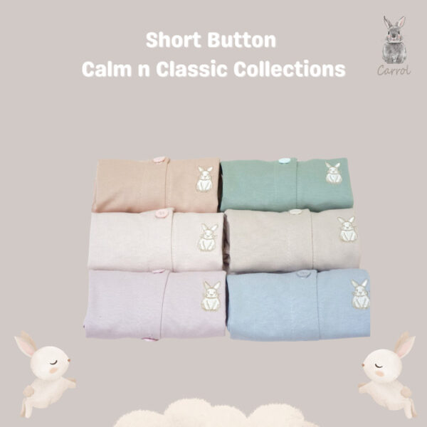 Carrol n Barrol Short Button Plain Calm n Classic Colors Collections - Setelan Pendek Bayi Katun - Gambar 3