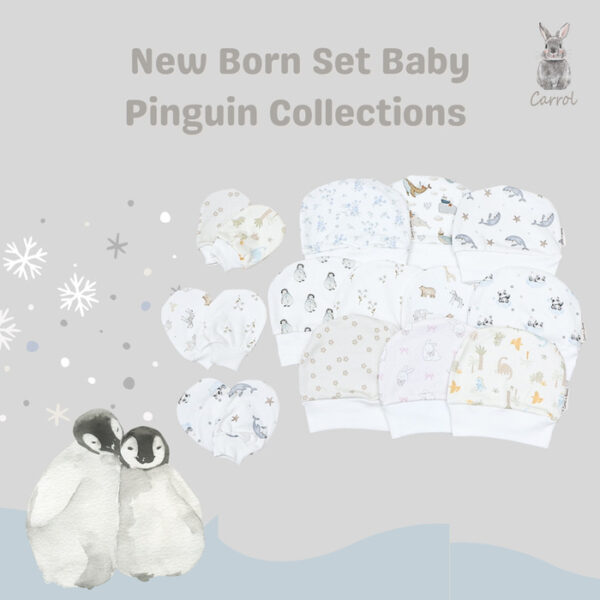 Carrol n Barrol New Born Set Penguin Collections - Set Tangan Kaki Baby Katun - Set Tangan Kaki Bayi Lucu
