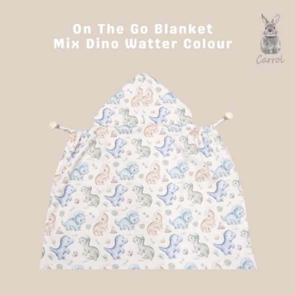 Carrol Baby On The Go Blanket Mix Dino Watercolours - Selimut On The Go Bayi