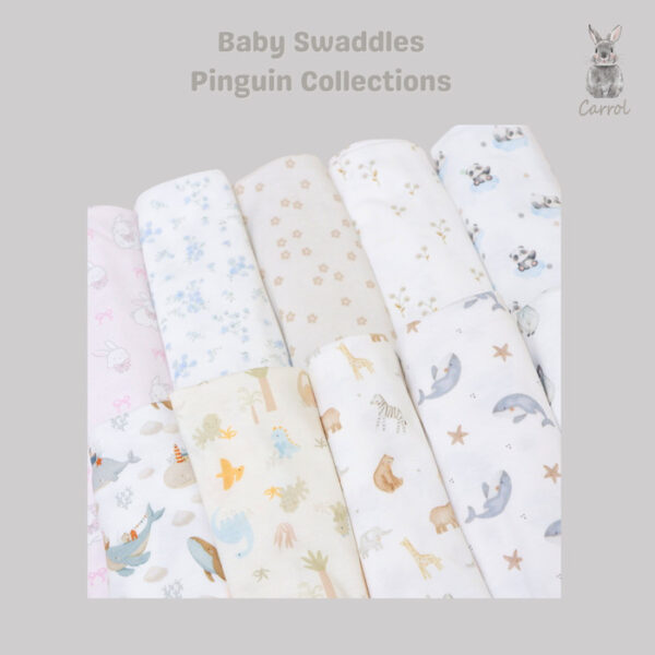 Carrol n Barrol Swaddle Baby Penguin Collections - Bedong Bayi Katun Motif - Baby Swaddle Cotton
