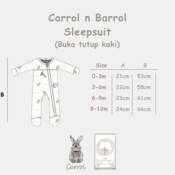 Carrol n Barrol Sleepsuit Penguin Collections - Jumper Panjang Buka Tutup tangan kaki - Jumper Panjang Bayi Berbahan Katun - Gambar 5