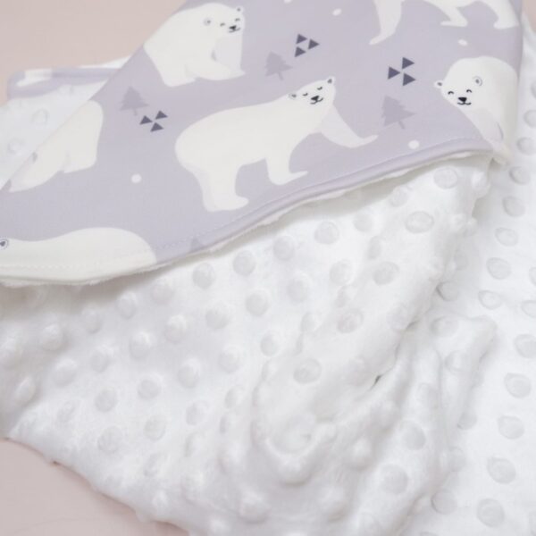 Carrol Baby Blanket Polar Bear Grey - Baby Blanket - Hooded Blanket - Selimut Bayi - Gambar 3