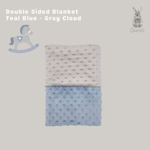 Carrol Baby Blanket Double Sided Teal Blue Grey Cloud - Selimut Minky Bayi