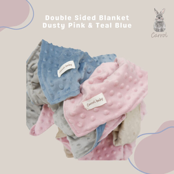 Carrol Baby Blanket Double Sided Dusty Pink Almond - Selimut Minky Bayi - Gambar 3