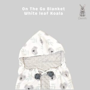 Carrol Baby On The Go Blanket White Leaf Koala - Selimut On The Go Bayi
