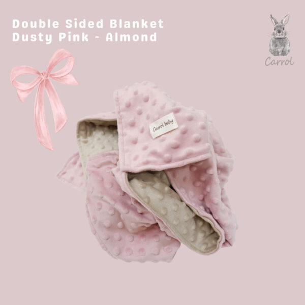 Carrol Baby Double Sided Toodler Blanket Dusty Pink Almond - Blanket Toodler - Selimut Anak - Gambar 2