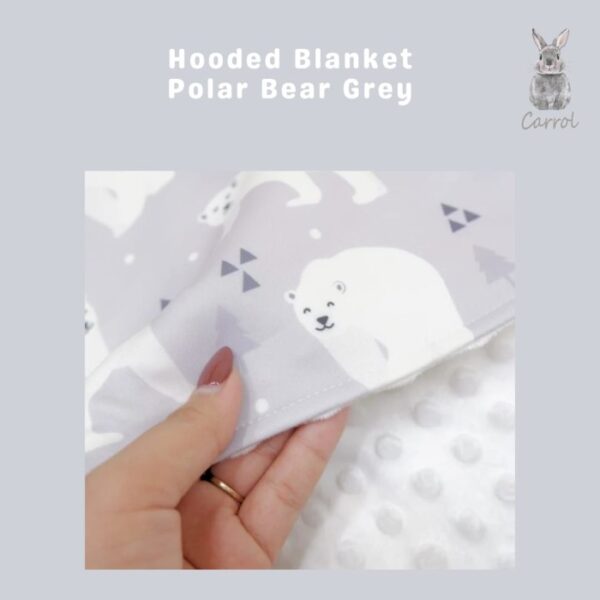 Carrol Baby Blanket Polar Bear Grey - Baby Blanket - Hooded Blanket - Selimut Bayi - Gambar 2
