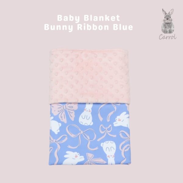 Carrol Baby Blanket Bunny Ribbon Blue - Baby Blanket - Hooded Blanket - Selimut Bayi