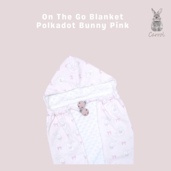Carrol Baby On The Go Blanket Polkadot Bunny Pink - Selimut On The Go Bayi