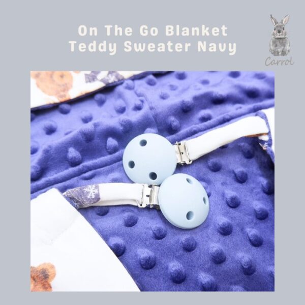 Carrol Baby On The Go Blanket Teddy Bear with Rabbit Sweater Navy - Selimut On The Go Bayi - Gambar 3