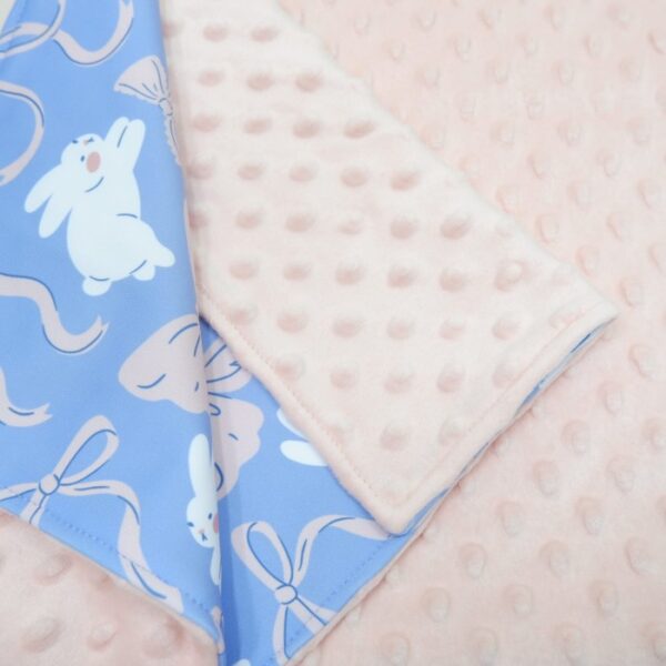 Carrol Baby Blanket Bunny Ribbon Blue - Baby Blanket - Hooded Blanket - Selimut Bayi - Gambar 4