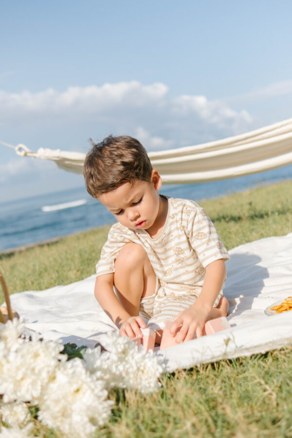 Carrol n Barrol Basic Pocket Set Flowers n Sea Collections - Setelan Anak Katun Ribbed - Setelan Motif Lucu - Gambar 3