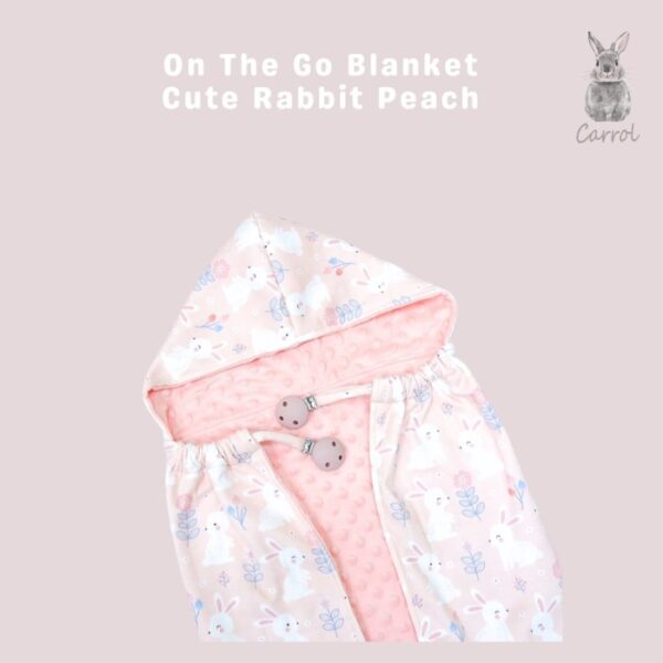 Carrol Baby On The Go Blanket Cute Rabbit Peach - Selimut On The Go Bayi