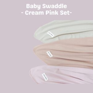 Carrol n Barrol Swaddle Cream Pink Set Colors - Bedong Set Bayi