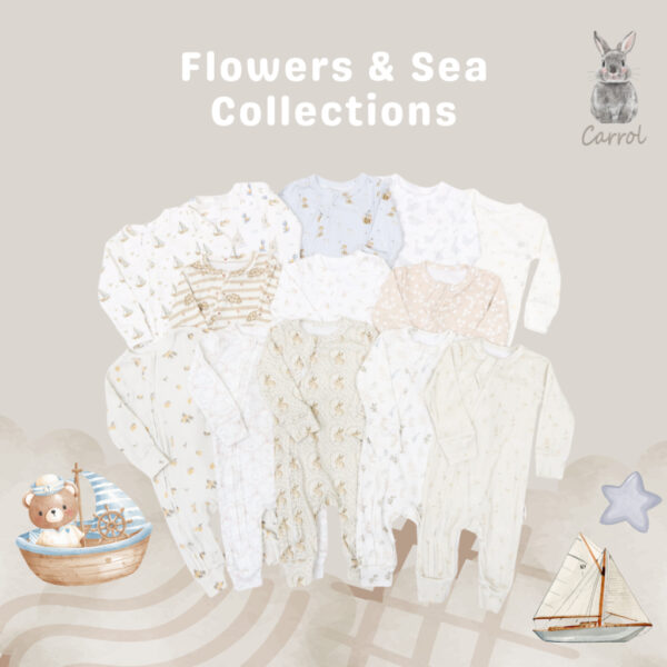 Carrol n Barrol Kimono Jumper Long Flowers n Sea Collections - Jumper Bayi Katun Ribbed Lucu - Jumper Motif Lucu